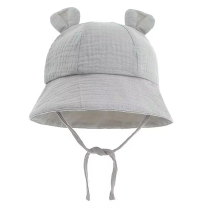 Solid Color Baby Bucket Hat – Soft Cotton Fisherman Sun Cap