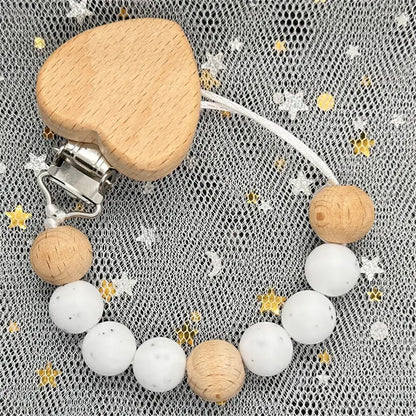 Custom Name DIY Silicone & Wooden Pacifier Clip – Personalized Teether Chain