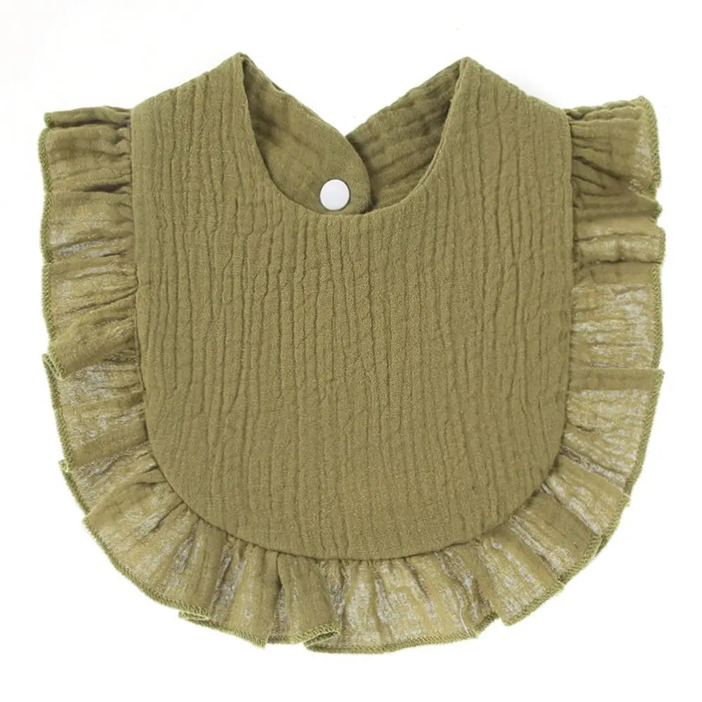 Soft Cotton Bib for Babies – Ruffle Trim Feeding & Drool Bib