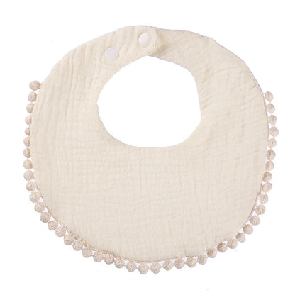 Solid Cotton Gauze Baby Bib – Soft Tassel Bandana Burp Cloth
