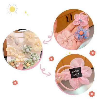10Pcs Cute Flower Baby Hair Bands – Elastic Lace Hair Ties