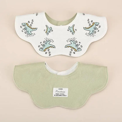 360° Rotatable Cotton Baby Bib – 6-Layer Double-Sided Animal Print