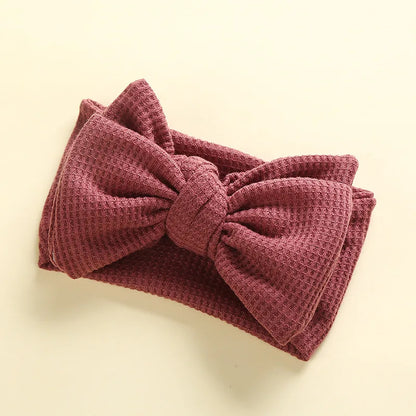 Waffle Knit Baby Headband – Newborn Big Bow Hair Accessory for Girls