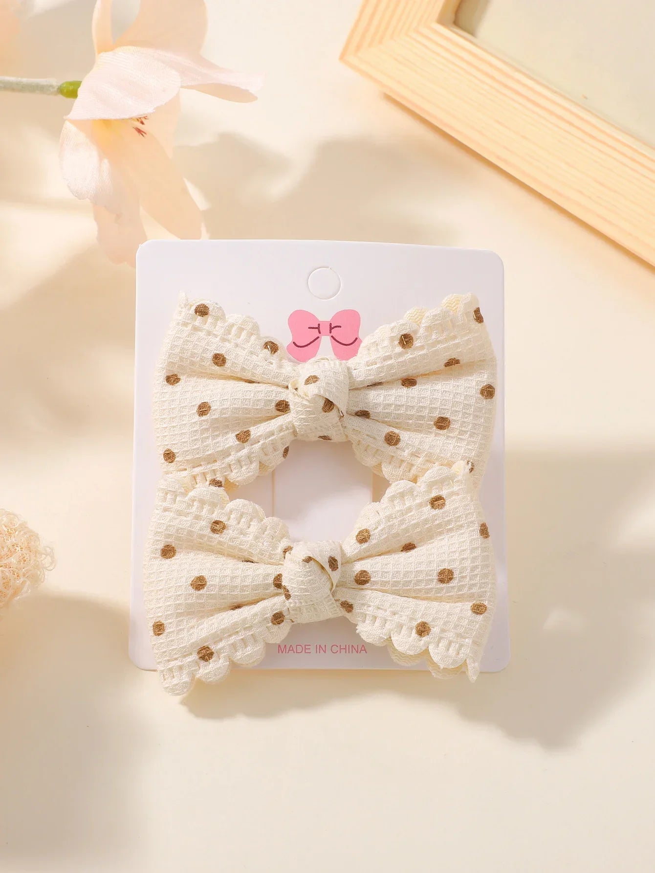 2Pcs Flower Print Bow Hair Clips for Baby Girls – Handmade Plaid Bowknot Hairpins