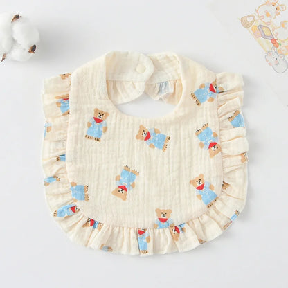Soft Cotton Bib for Babies – Ruffle Trim Feeding & Drool Bib