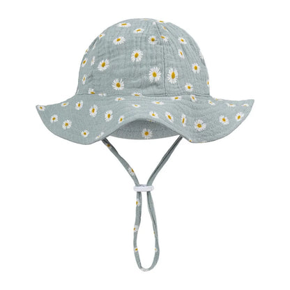 Floral Print Baby Bucket Hat – Soft Cotton Sun Cap