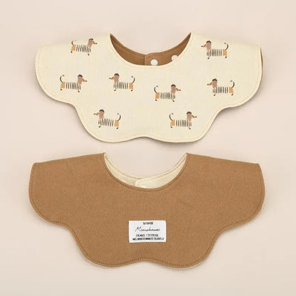 360° Rotatable Cotton Baby Bib – 6-Layer Double-Sided Animal Print