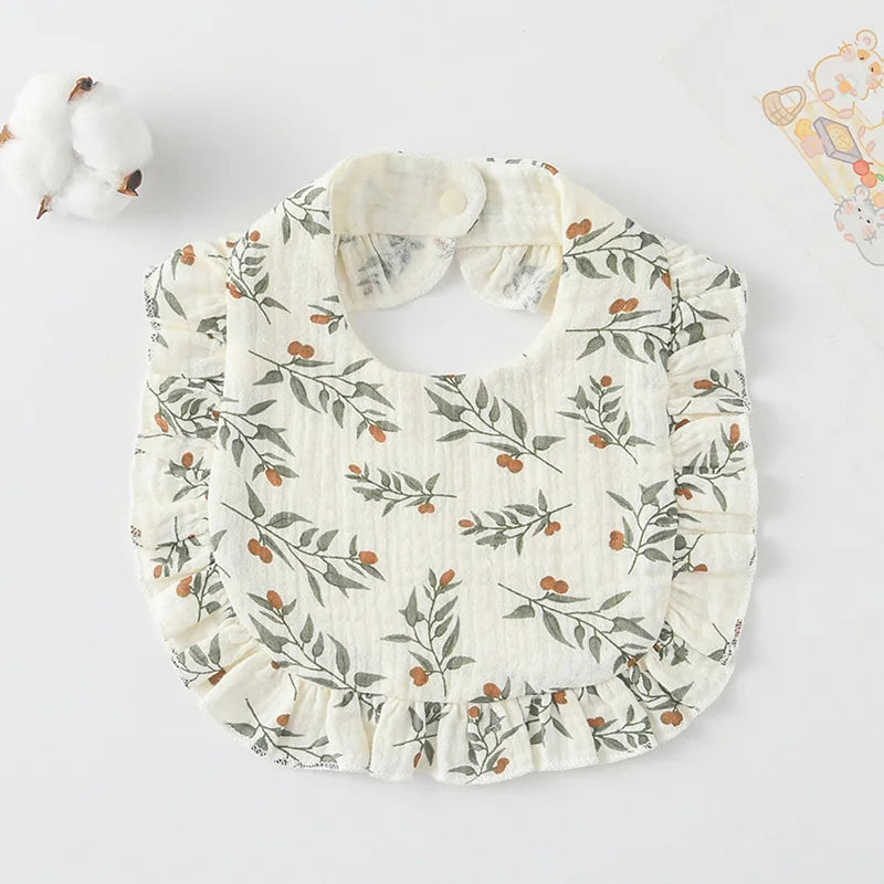 Soft Cotton Bib for Babies – Ruffle Trim Feeding & Drool Bib