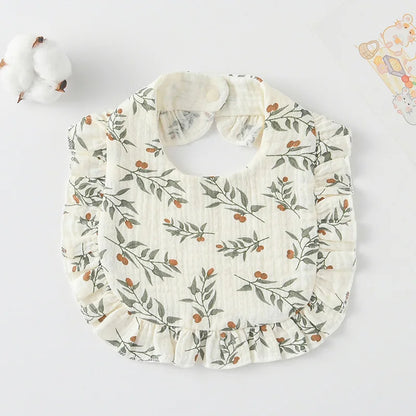 Soft Cotton Bib for Babies – Ruffle Trim Feeding & Drool Bib
