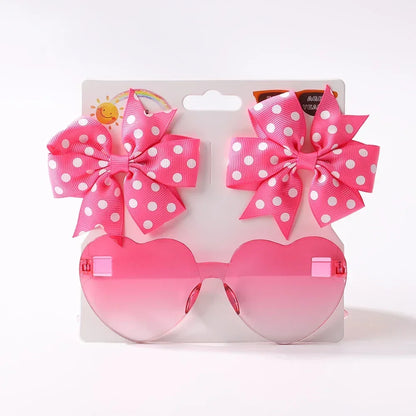 Sparkling Butterfly Hair Clip & Love Glasses Set – Fashion Kids Hair Accessories