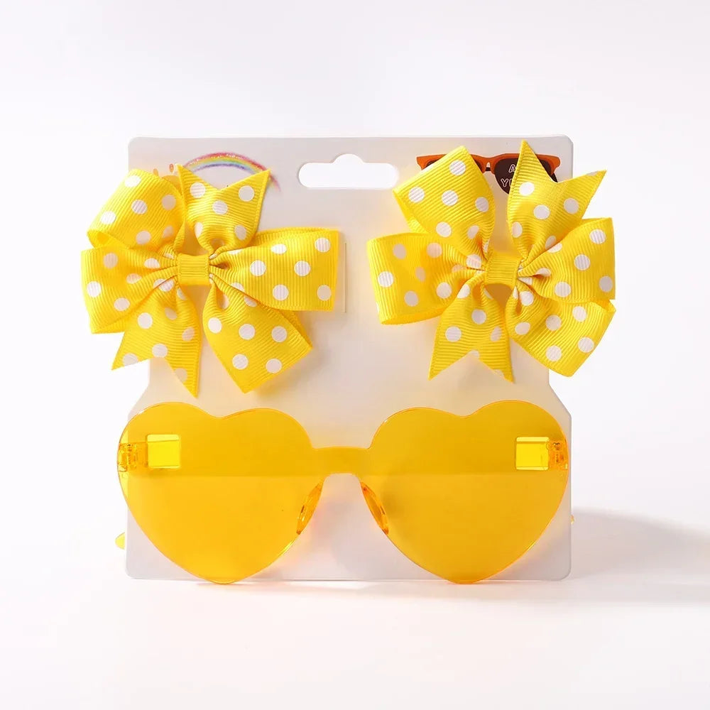 Sparkling Butterfly Hair Clip & Love Glasses Set – Fashion Kids Hair Accessories