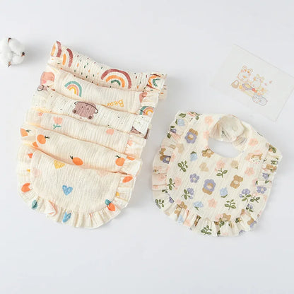 Soft Cotton Bib for Babies – Ruffle Trim Feeding & Drool Bib