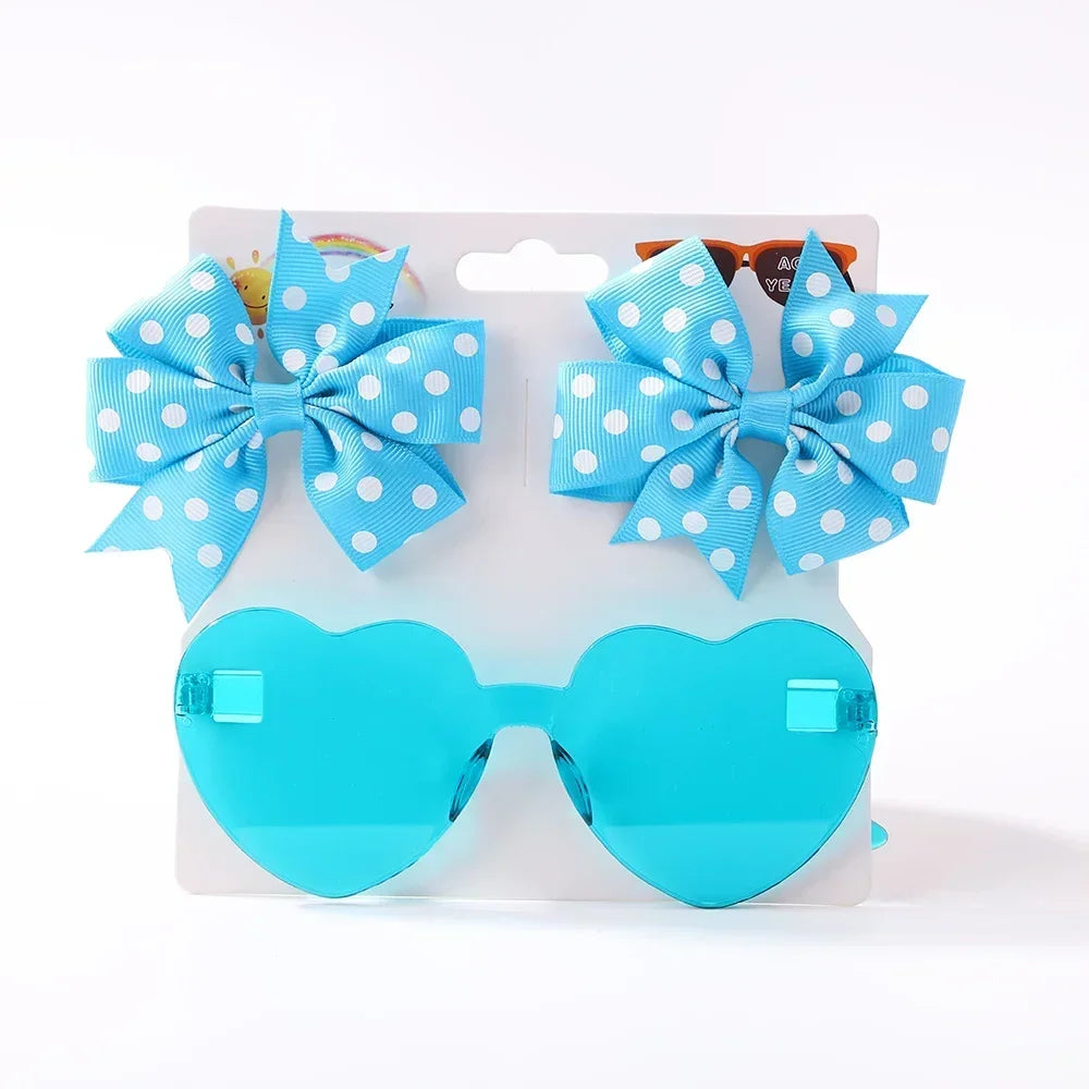 Sparkling Butterfly Hair Clip & Love Glasses Set – Fashion Kids Hair Accessories