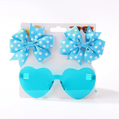 Sparkling Butterfly Hair Clip & Love Glasses Set – Fashion Kids Hair Accessories