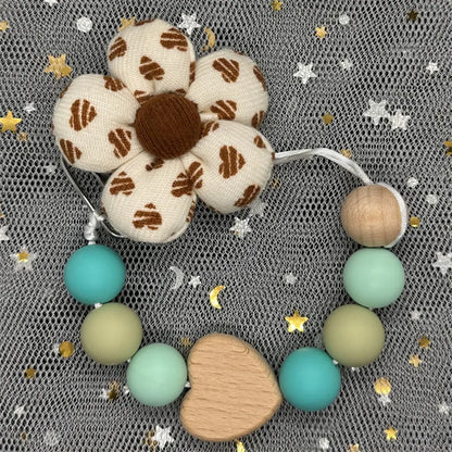Custom Name Bear Pacifier Clip – Handmade Wooden & Silicone Teether Chain