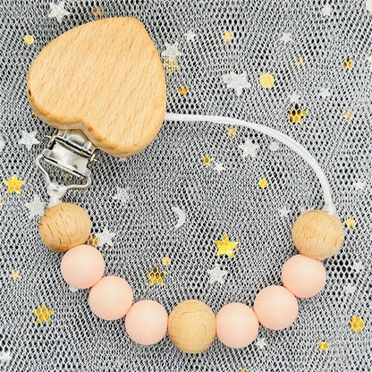 Custom Name DIY Silicone & Wooden Pacifier Clip – Personalized Teether Chain