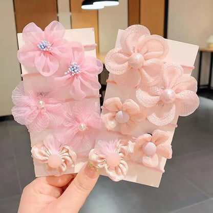 10Pcs Cute Flower Baby Hair Bands – Elastic Lace Hair Ties