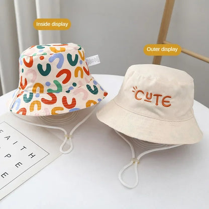 Double-Sided Baby Bucket Hat – Embroidered Cotton Summer Sun Cap