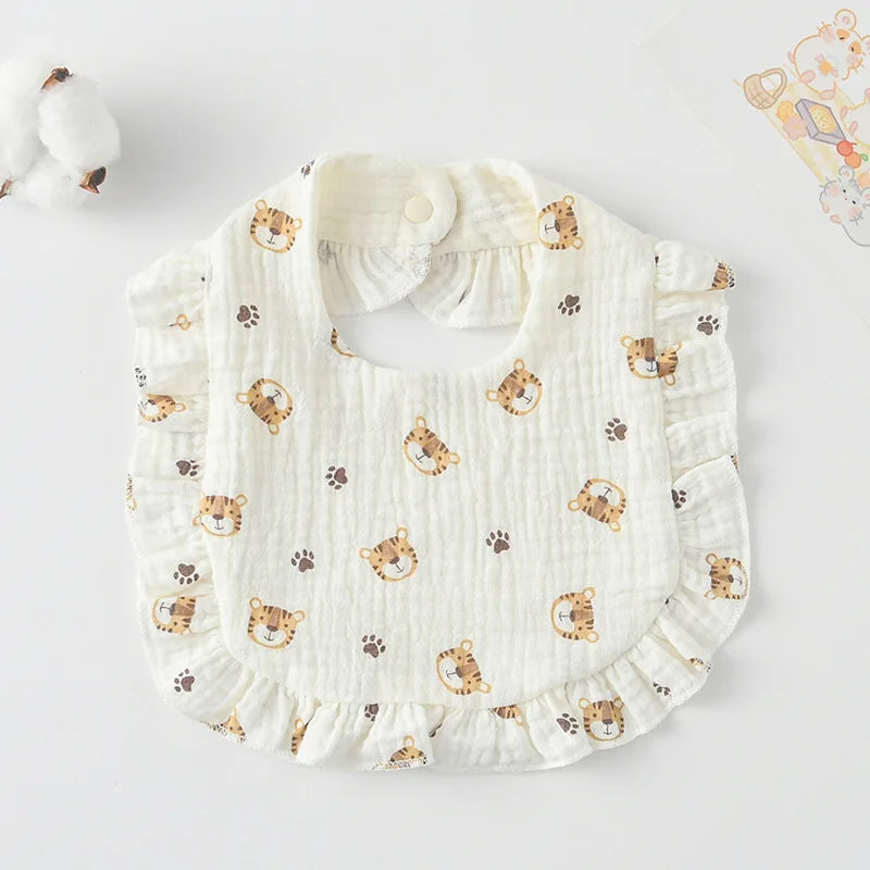 Soft Cotton Bib for Babies – Ruffle Trim Feeding & Drool Bib