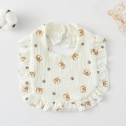 Soft Cotton Bib for Babies – Ruffle Trim Feeding & Drool Bib