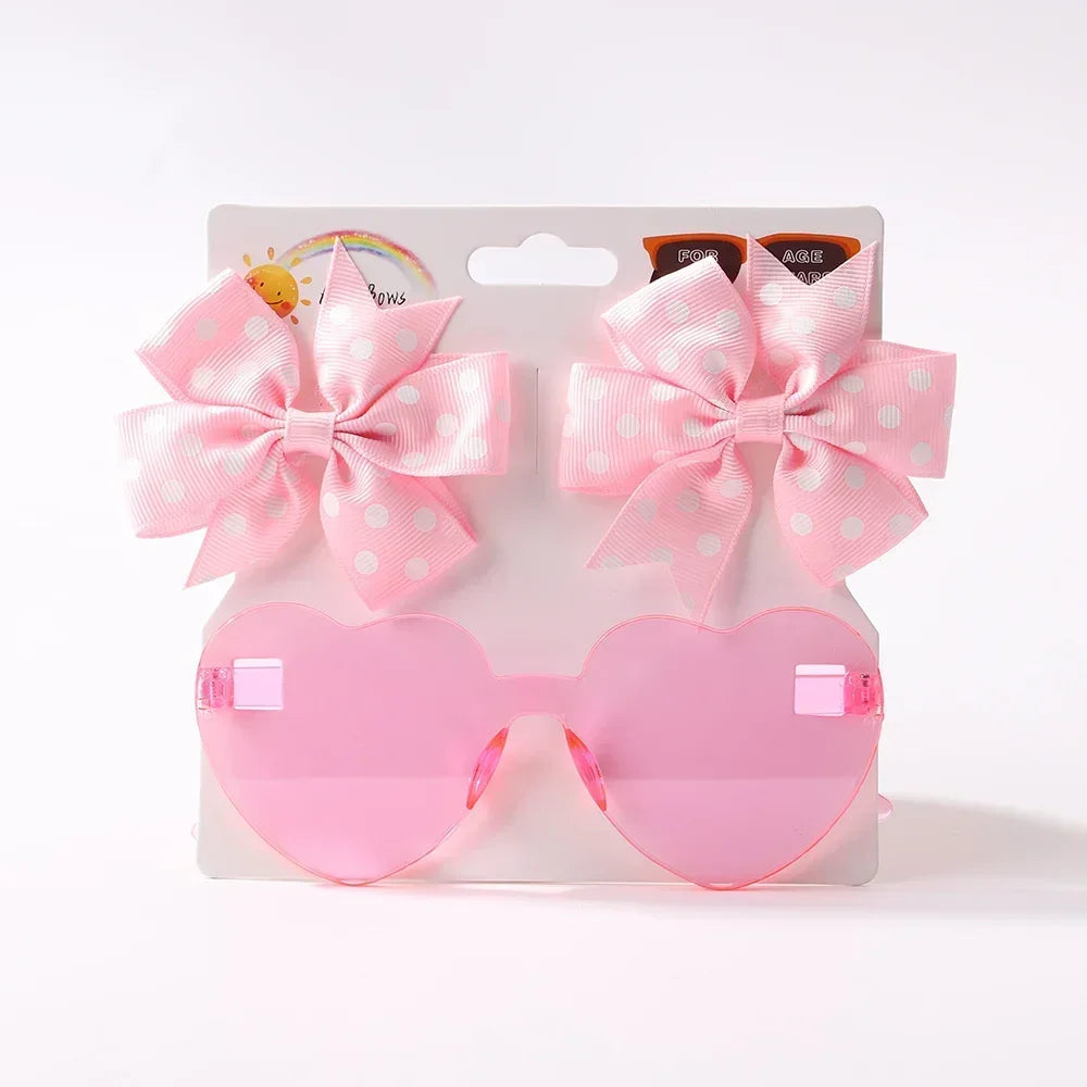 Sparkling Butterfly Hair Clip & Love Glasses Set – Fashion Kids Hair Accessories