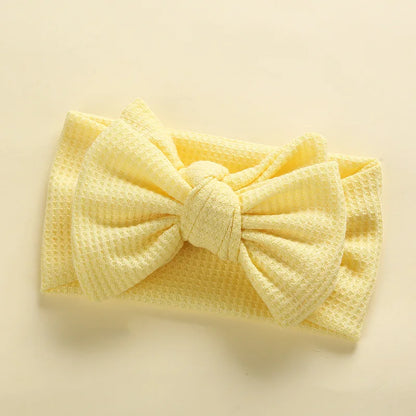 Waffle Knit Baby Headband – Newborn Big Bow Hair Accessory for Girls