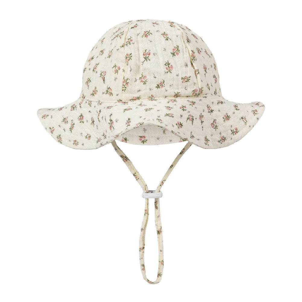 Floral Print Baby Bucket Hat – Soft Cotton Sun Cap