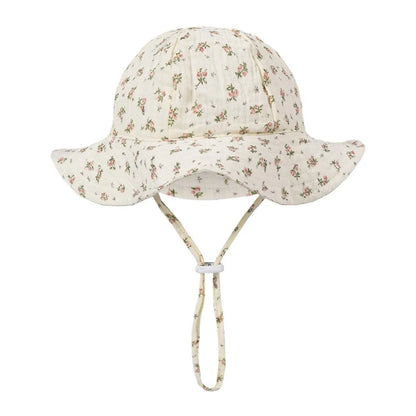 Floral Print Baby Bucket Hat – Soft Cotton Sun Cap